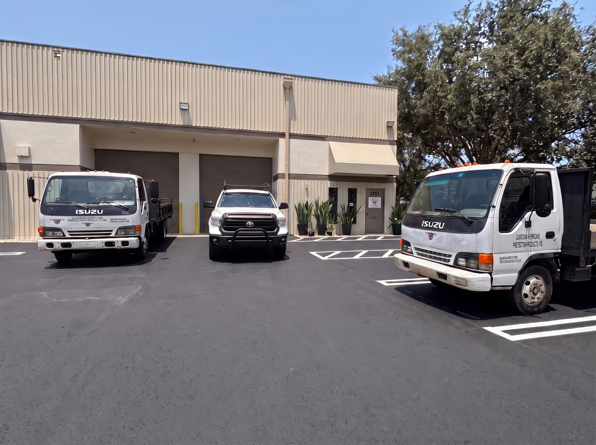 Guardian Hurricane Protection Products office and service trucks in Miami Lakes, Florida
